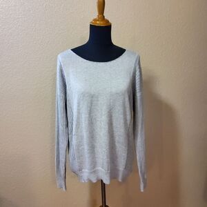 One Grey Day Silk Cotton Blend Pull Over Sweater  Size L Grey New
